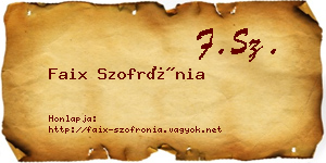 Faix Szofrónia névjegykártya